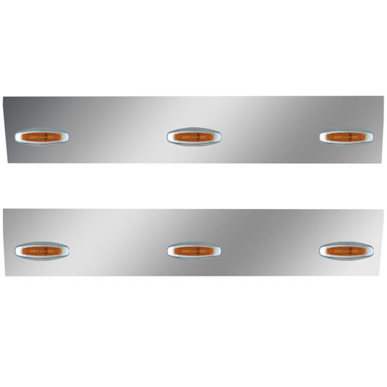 25.75 Inch 304 SS Angle-Under Cab Panels W/ 8 Crew Amber/Amber LEDs For International 9900i/ix