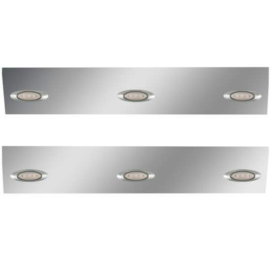 25.75 Inch 430 S.S. Angle-Under Cab Panels W/ 6 M1 Amber/Clear LEDs For International 9900i/ix