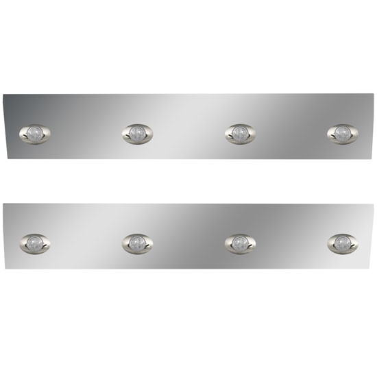 25.75 Inch 304 SS Angle-Under Cab Panels W/ 8 M3 Amber/Clear LEDs For International 9900i/ix