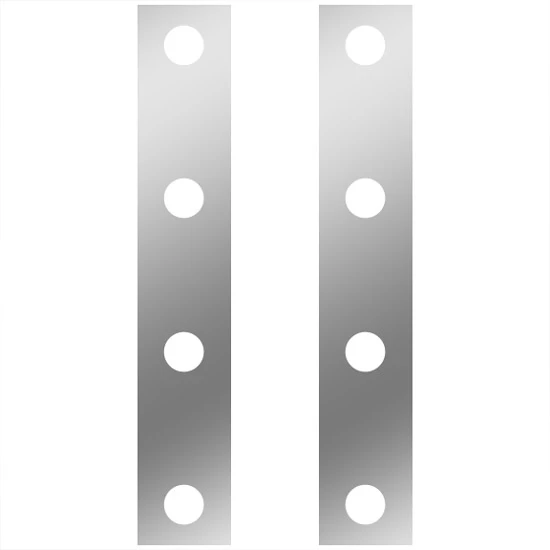 13 Inch Stainless Steel Front Air Cleaner Panels W/ 8 - 2 Inch Light Holes For Peterbilt