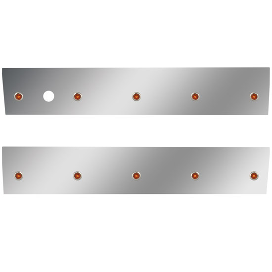 33.75 Inch 430 S.S. Angle-Under Cab Panels W/ 10 - 3/4 Inch Button Amber/Amber LEDs For International 9900i/ix