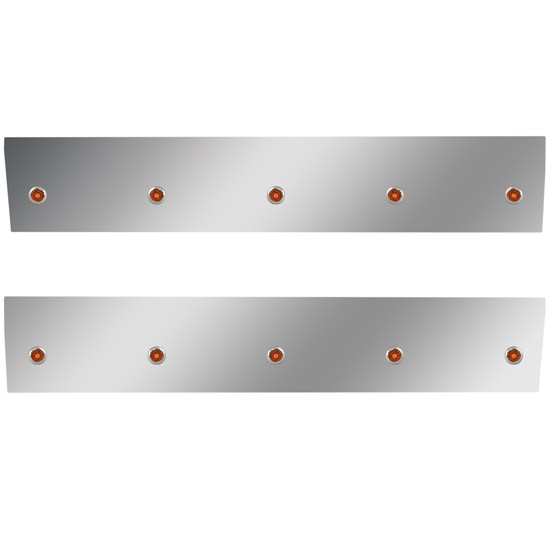 33.75 Inch 304 S.S. Angle-Under Cab Panels W/ 10 - 3/4 Inch Button Amber/Amber LEDs For International 9900i/ix