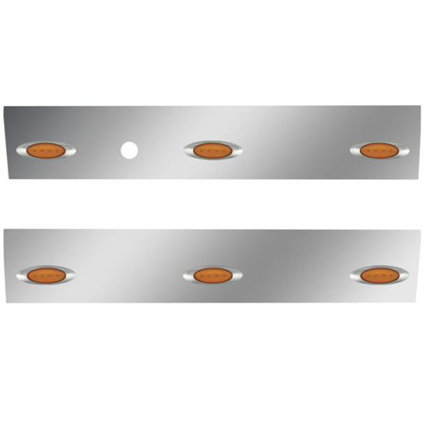 3 Inch Stainless Steel Cab Panels W/ Block Heater Plug, 6 M1 Amber/Amber LEDs For International 9900i 3 Inch Stainless Steel Cab Panels W/ Block Heater Plug, 6 M1 Amber/Amber LEDs For International 9900i
