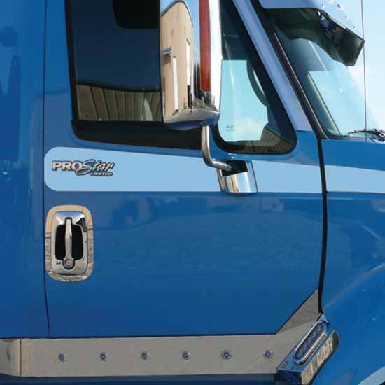 4 Piece Stainless Steel Under-Window Logo Trim Kit W/ Round Back For International ProStar Limited