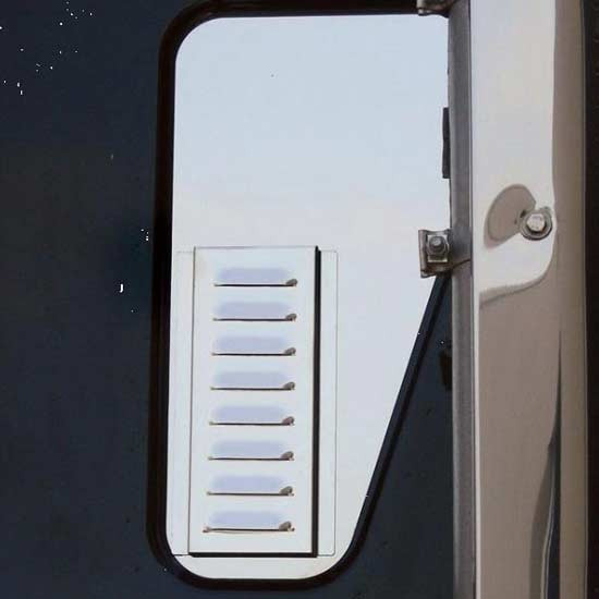 Stainless Steel Louvered Vent Covers For International ProStar LoneStar Sleeper - Pair