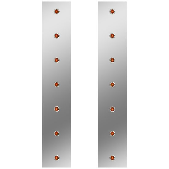 24.5 Inch S.S. Front Air Cleaner Light Panels W/ 14 - 3/4 Inch Amber/Amber LEDs For Peterbilt W/ 15 Inch Breather