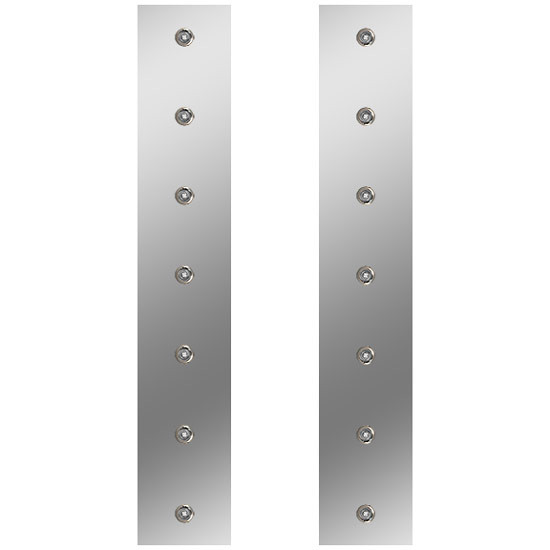 24.5 Inch S.S. Front Air Cleaner Light Panels W/ 14 - 3/4 Inch Amber/Clear LEDs For Peterbilt W/ 15 Inch Breather