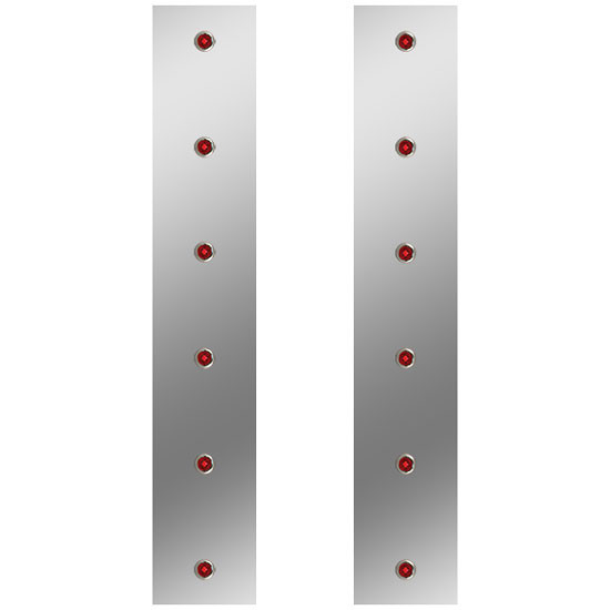 24.5 Inch S.S. Rear Air Cleaner Light Panels W/ 12 - 3/4 Inch Red/Red LEDs For Peterbilt W/ 15 Inch Breather