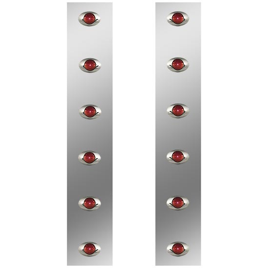 24.5 Inch S.S. Rear Air Cleaner Light Panels W/ 12 M3 Red/Red LEDs For Peterbilt W/ 15 Inch Breather
