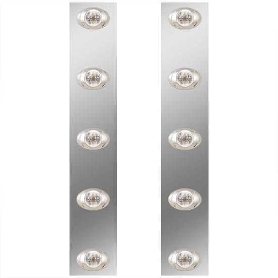 Stainless Steel Front Air Cleaner Panels W/ 10 P3 Amber/Clear LEDs For Peterbilt 367 SBA