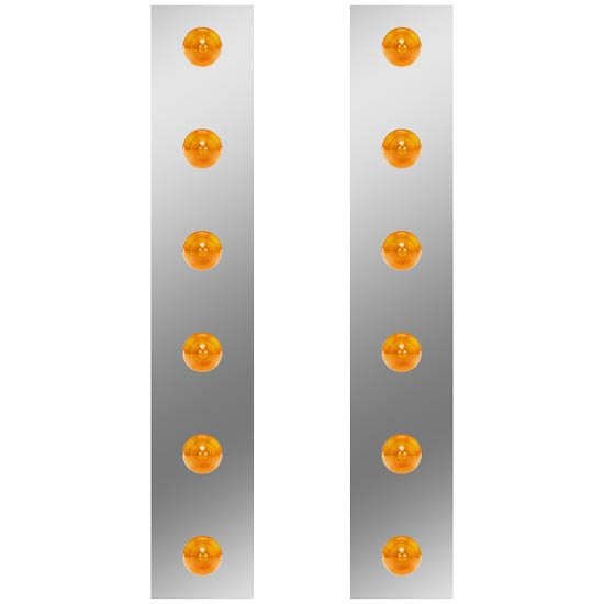 19.5 Inch S.S. Front Air Cleaner Light Panels W/ 12 - 2 Inch Beehive Amber/Amber LEDs For Peterbilt