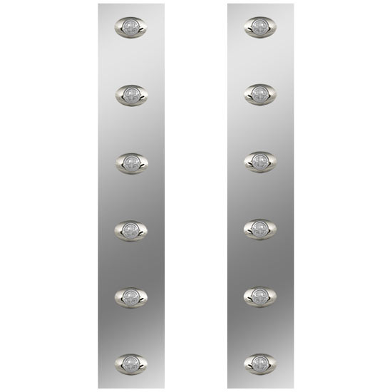 19.5 Inch S.S. Front Air Cleaner Light Panels W/ 12 M3 Amber/Clear LEDs For Peterbilt