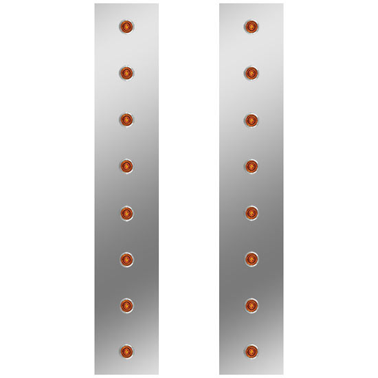 26 Inch S.S. Front Air Cleaner Light Panels W/ 16 Bullseye Amber/Amber LEDs For Peterbilt