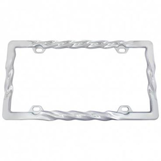 6 Inch X 12 Inch Chrome Plated License Plate Frame W/ Twist Design