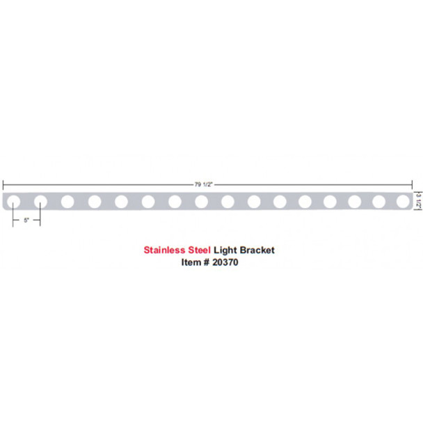 Stainless Steel 79.5 Inch Bumper Light Bar W/ 16 - 2 Inch Cutouts Stainless Steel 79.5 Inch Bumper Light Bar W/ 16 - 2 Inch Cutouts