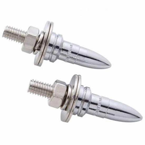 Chrome Bullet Shape License Plate Fastener - 2 Pack