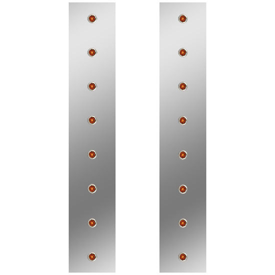 26 Inch S.S. Front Air Cleaner Light Panels W/ 16 Button Amber/Amber LEDs For Peterbilt