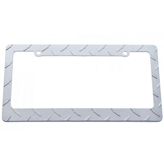 Chrome Diamond Plate License Plate Frame