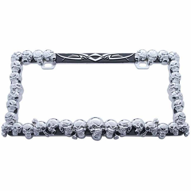 Chrome Skulls License Plate Frame