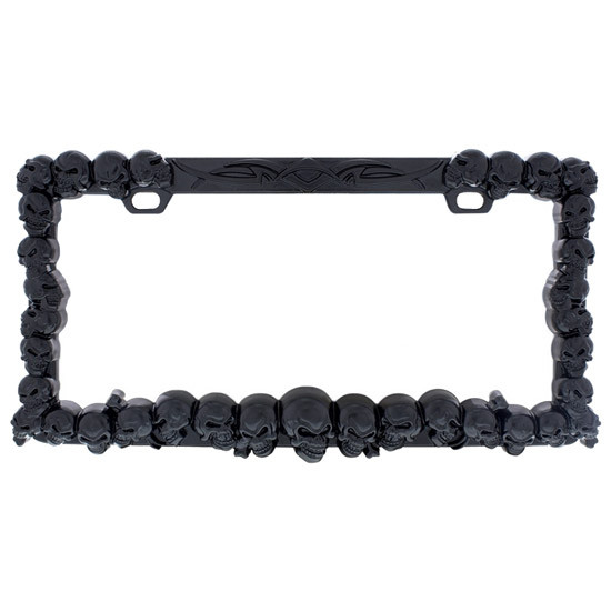 Black Skulls License Plate Frame