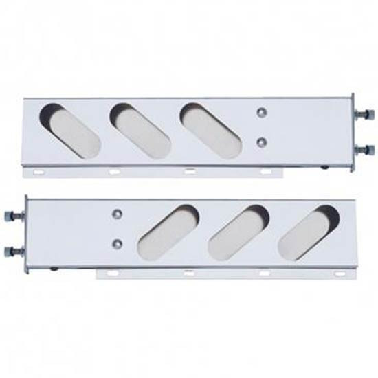 3-3/4 Inch Bolt Pattern Stainless Spring Loaded Rear Light Bar W/Six Oval Light Cutouts - Pair