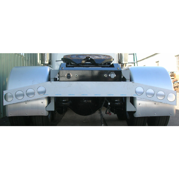 Stainless Steel Rear Bumper Light Bar W/ Angled Ends & 8 - 4 Inch Light Hole Cutouts