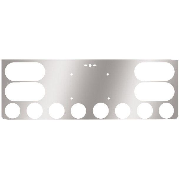 Stainless Steel 12 Inch Rear Center Light Panel W/ License Plate, 4 Oval & 8 - 2 Inch Light Holes