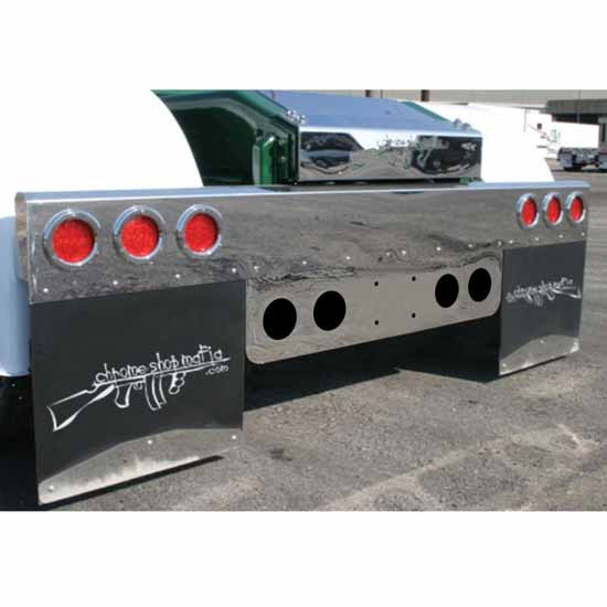 CSM 10 X 48 Inch Stainless Steel Rear Center Light Panel W/ 4 - 4 Inch Light Holes & License Plate Holes