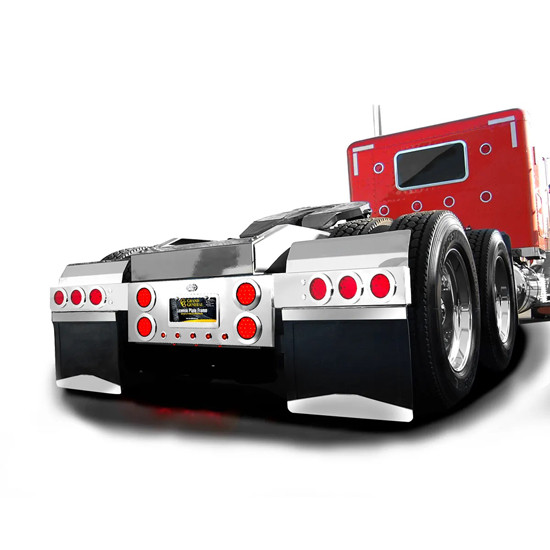 Rear Center Light Panel Stainless Steel W/ 4 - 4 Inch, 8 - 1 Inch Red LED Lights