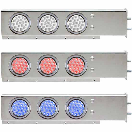 Mud Flap Hangers W/ 3 Dual Revolution Red Primary To Blue