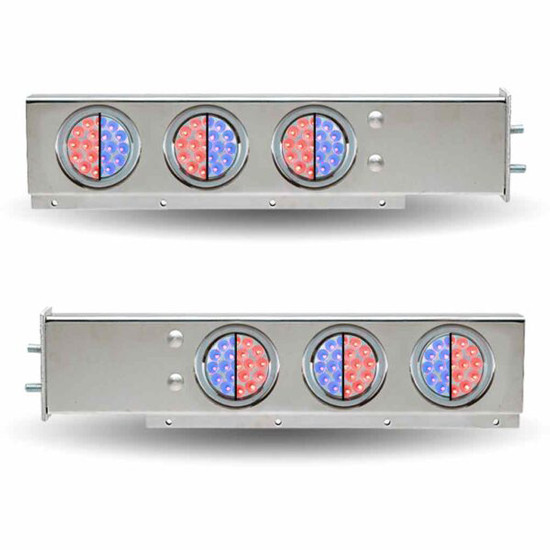 Mud Flap Hangers W/ 3 Dual Revolution Red Primary To Blue