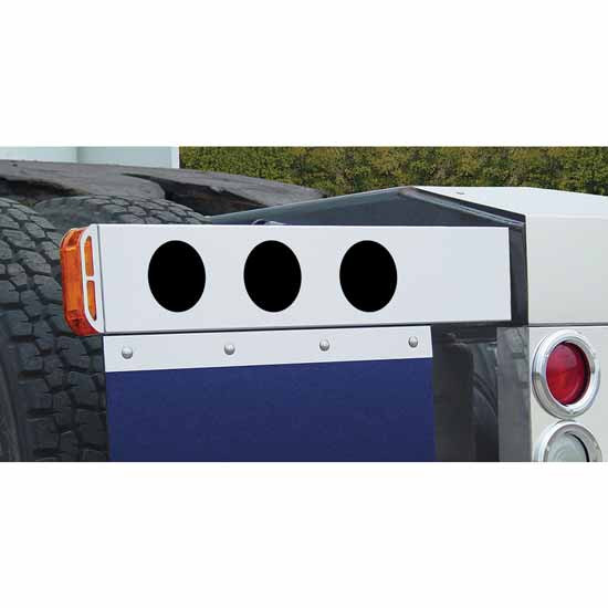 Stainless Steel Mud Flap Hangers W/ 3 - 4 Inch Light Holes, End Light Hole - Pair