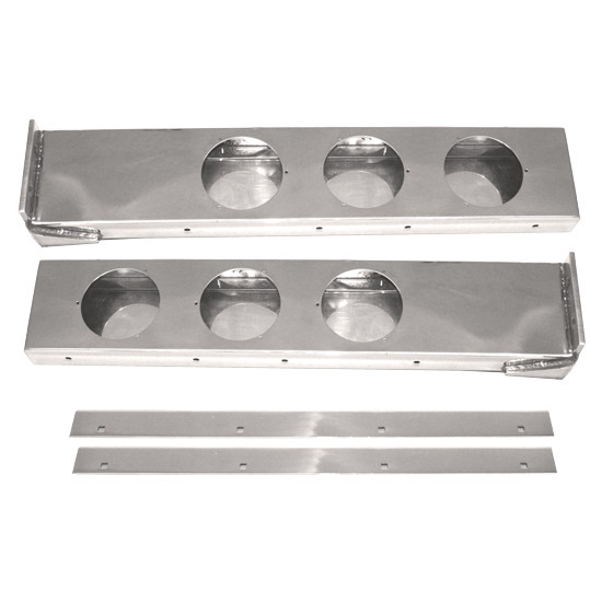 SS Rear Light Bars, Fixed Mount W/ 6 - 4 Inch Round Light Hole Cutouts