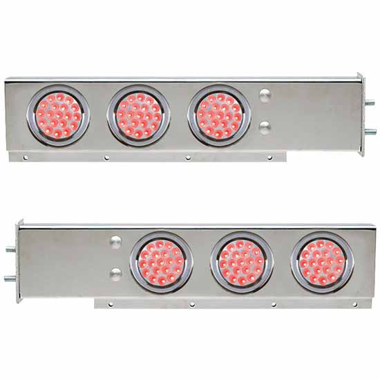 33 Inch Stainless Steel Flat Top Mud Flap Hanger Light Bars W/ 4 Inch Dual Revolution Lights - Red To Green