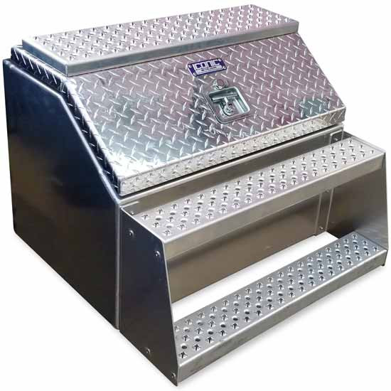 Big Mouth Smooth Aluminum Step Box W/ Diamond Plate Lid- 30 X 24 X Big Mouth Smooth Aluminum Step Box W/ Diamond Plate Lid- 30 X 24 X