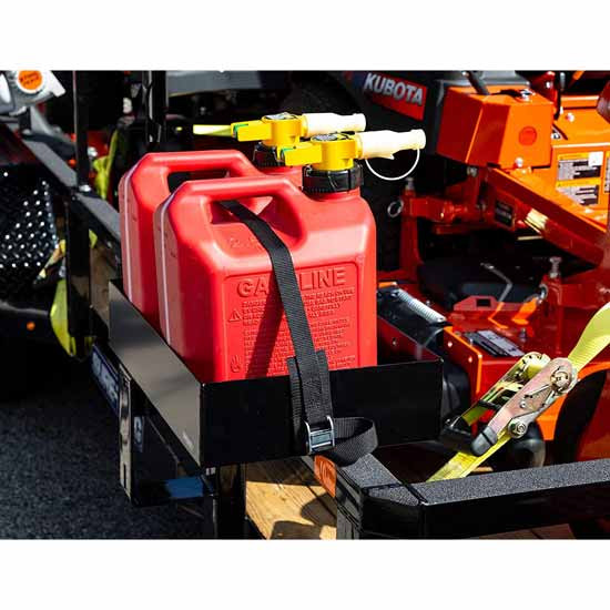 Gas Container Rack For Open/Enclosed Landscape Trailers For 5 Gallon Or 2 - 2.5 Gallon Polymer Containers