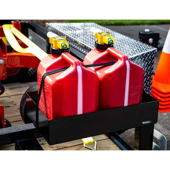 Gas Container Rack For Open/Enclosed Landscape Trailers For 5 Gallon Or 2 - 2.5 Gallon Polymer Containers