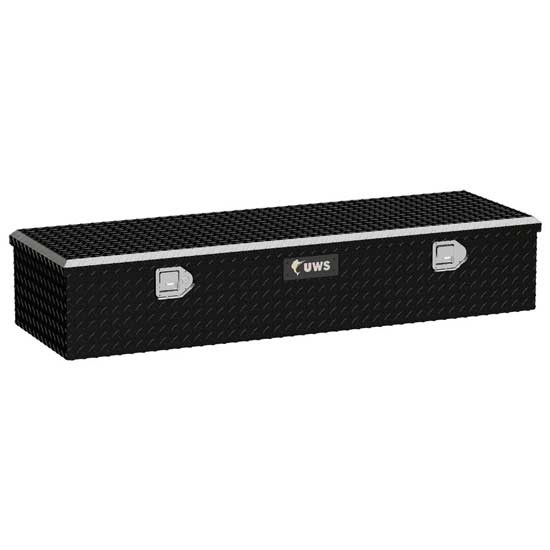 Gloss Black Diamond Plate Aluminum Low Profile 5th Wheel Truck Tool Box- 58 X 11 X 18 Inch