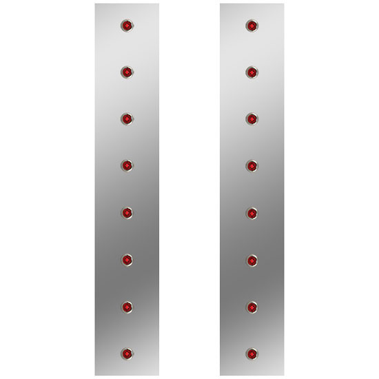26 Inch S.S. Rear Air Cleaner Light Panels W/ 16 - 3/4 Inch Button Red/Red LEDs For Peterbilt