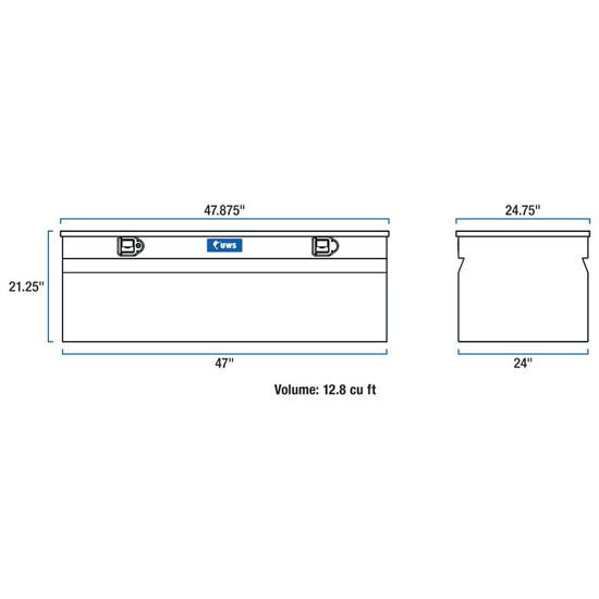 Gloss Black Diamond Plate Aluminum 48 Inch Utility Chest Box For Pickup Trucks