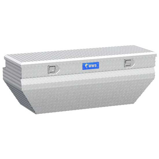 Bright Diamond Plate Aluminum 55 Inch Wedged Angled Utility Chest Box For Pickup Trucks