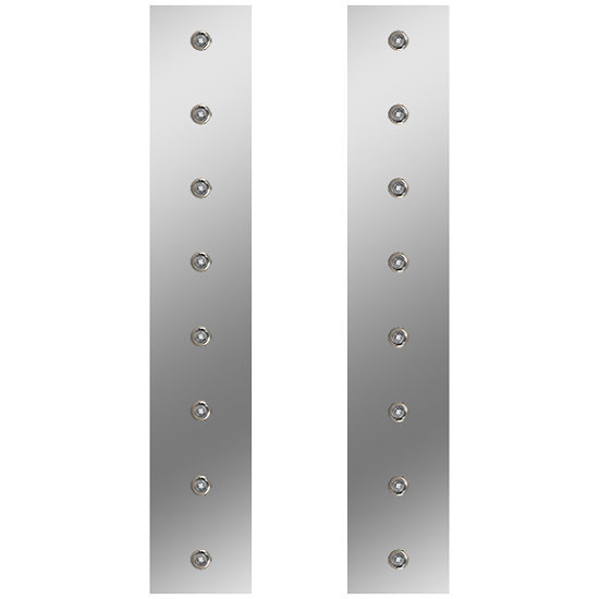 26 Inch S.S. Rear Air Cleaner Light Panels W/ 16 - 3/4 Inch Button Red/Clear LEDs For Peterbilt