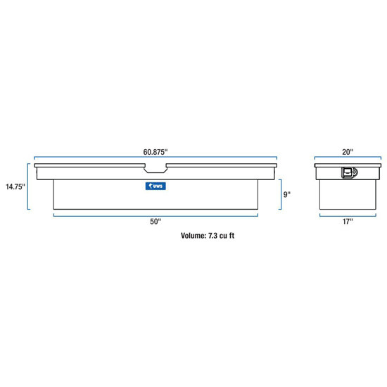 Bright Diamond Plate Aluminum Gullwing Crossover Tool Box W/ Two Single Lids- 60 Inch