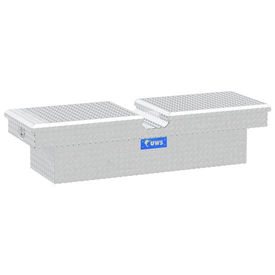 Bright Diamond Plate Aluminum Gullwing Crossover Tool Box W/ Two Single Lids- 60 Inch