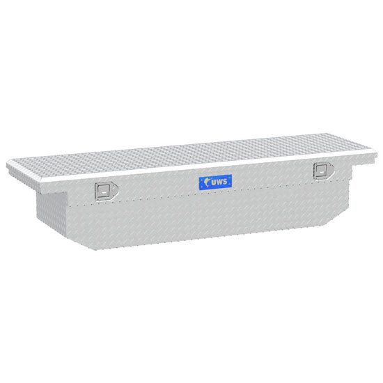 Bright Diamond Plate Aluminum Low Profile Angled Crossover Tool Box- 69 Inch For Pickup Trucks