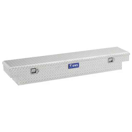 Bright Diamond Plate Aluminum Slim-Line Crossover Tool Box W/ Pull Handles- 69 Inch  For Pickup Trucks