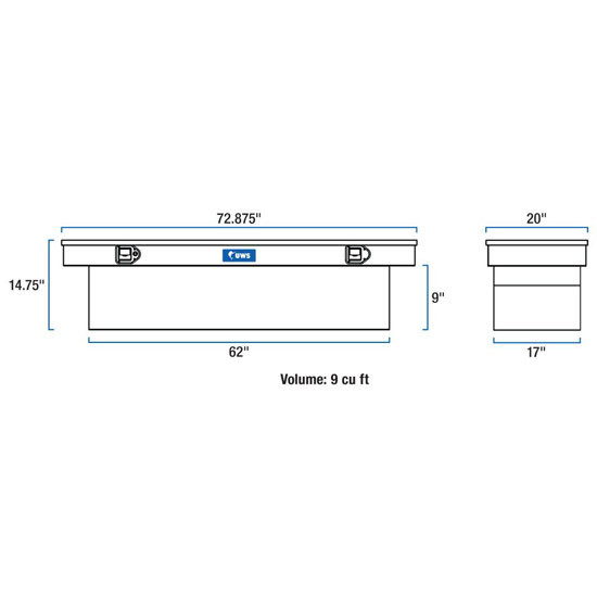 Bright Diamond Plate Aluminum Crossover Tool Box- 72 Inch For Pickup Trucks