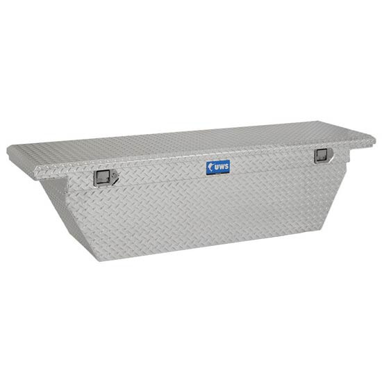 Bright Diamond Plate Aluminum Low Profile Deep Angled Crossover Tool Box- 69 Inch For Pickup Trucks