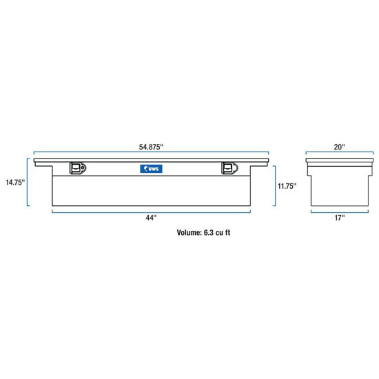 Gloss Black Diamond Plate Aluminum 54 Inch Low Profile Crossover Tool Box For Pickup Trucks