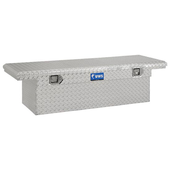 Bright Diamond Plate Aluminum Low Profile Crossover Tool Box- 58 Inch For Pickup Trucks